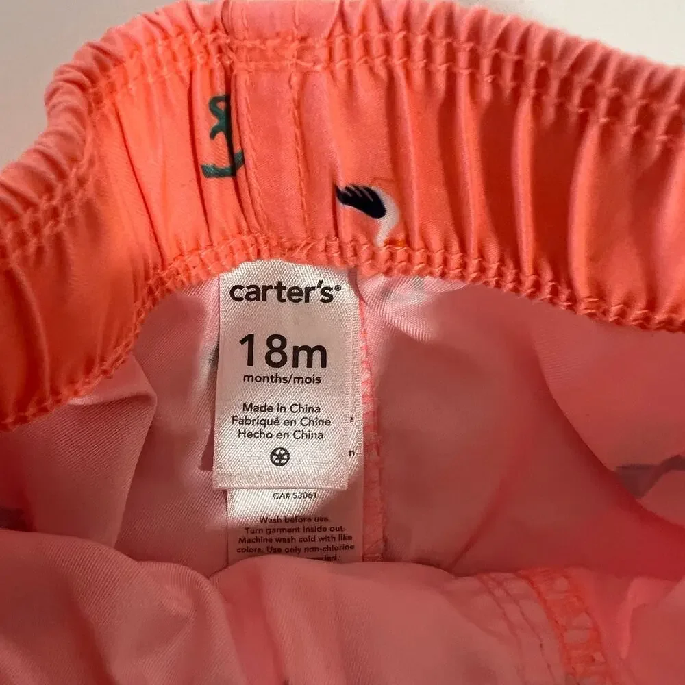 Carter’s Pink Nautical Swim Trunks Shorts Size 18 Months